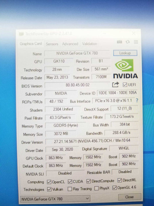Nvidia EVGA GTX 780 3GB Founders Edition Video Card ~
