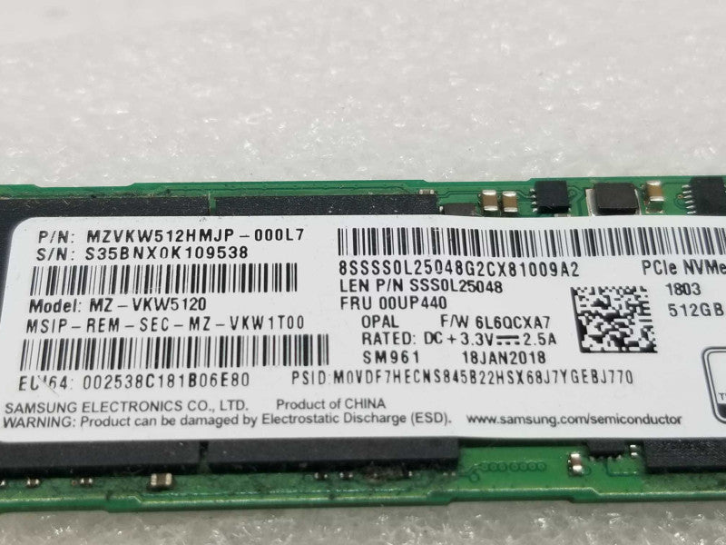 HP Samsung 512GB M.2 NVMe Solid State MZ-VKW5120 / MZVKW512HMJP-000L7 ~