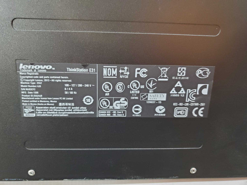 Lenovo ThinkStation E31 Xeon E3-1225 v2 @ 3.2 GHz 16GB Ram No HDD (