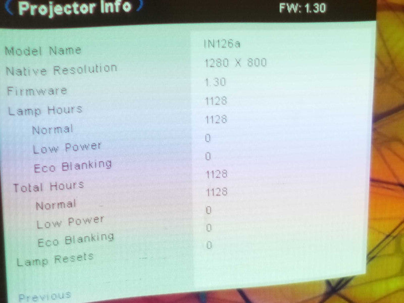 InFocus IN126a WXGA Conference Room Projector, 1128hrs Lamp Use ~
