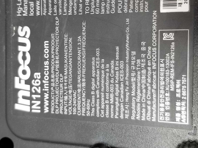 InFocus IN126a WXGA Conference Room Projector, 1128hrs Lamp Use ~