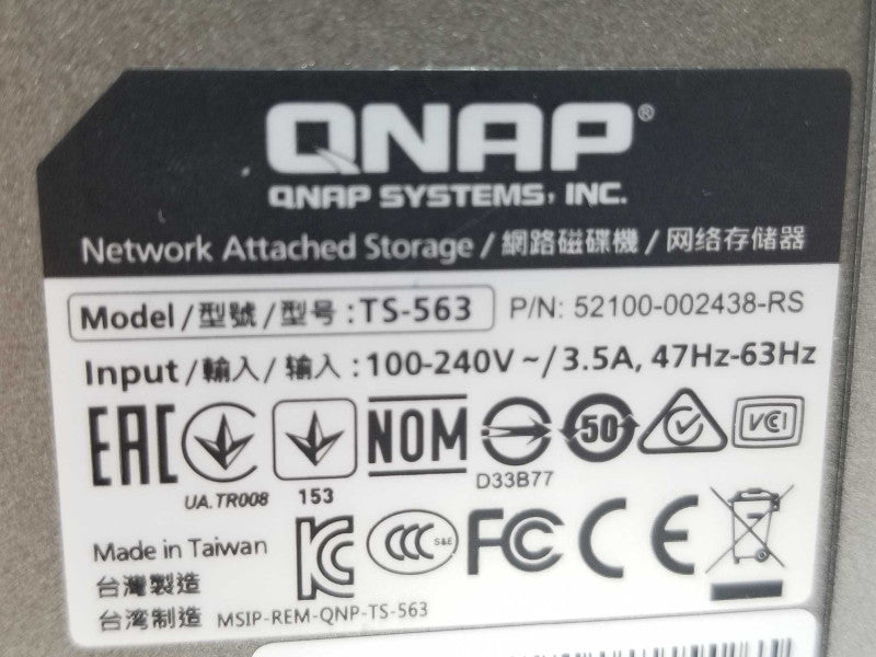 QNAP 5-Bay AMD 64bit x86-based NAS (8GB RAM), 1TB HDD, FACTORY RESET ~