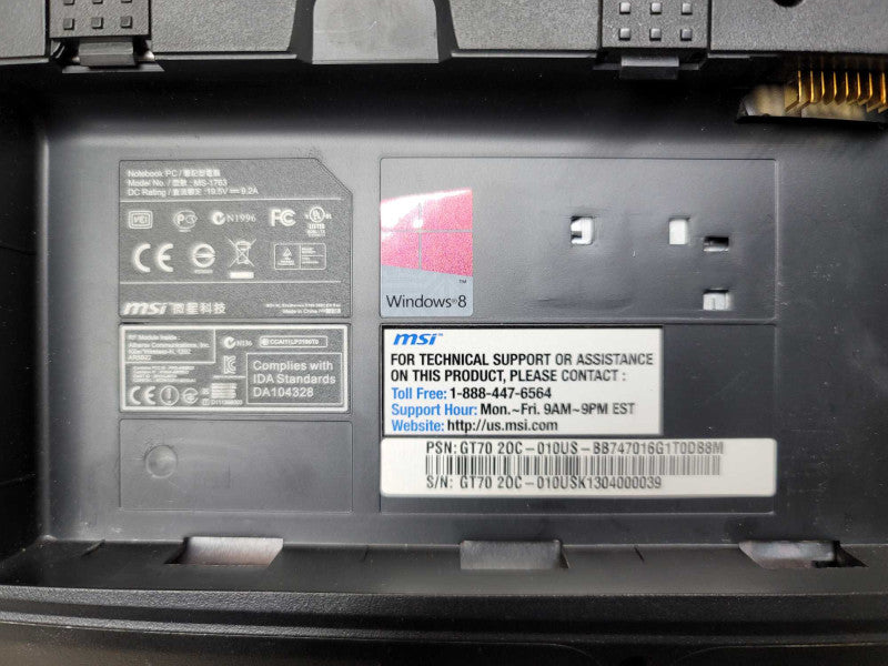 MSI GT70 Gaming Laptop READ NO HHD/SSD 8GB RAM -