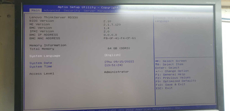 Lenovo thinkserver RD330 2x Xeon E5-2450 @ 2.10ghz / 64gb ram / no 2.5\\" HDDs #