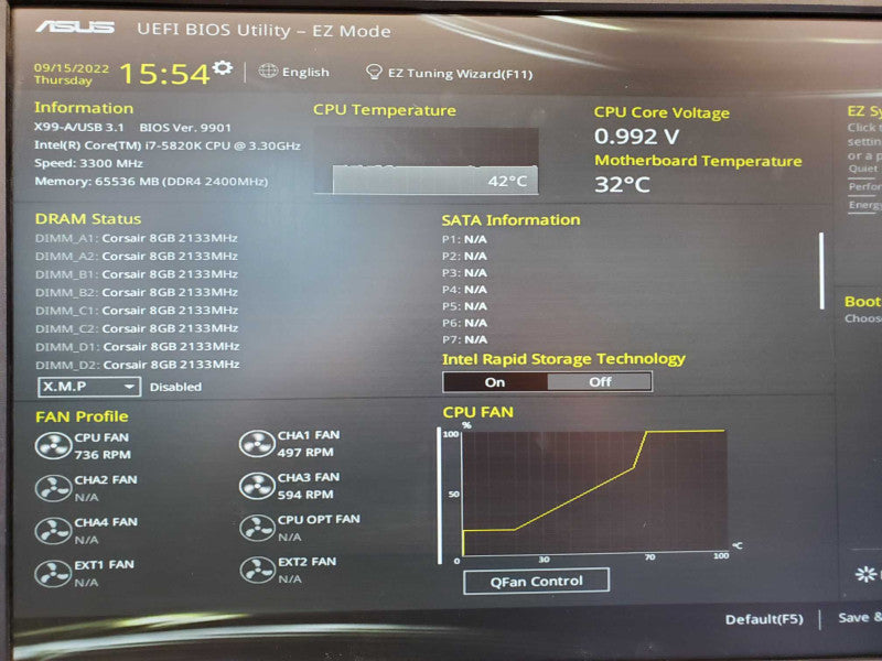 Custom PC X99-A Core i7-5820K @ 3.3 GHz 64GB DDR4 No HDD GTX 1080 8GB PS760 (