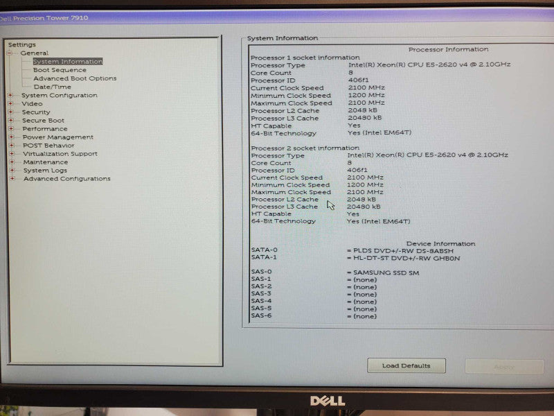 Dell Precision T7910, 2Xeon E5-2620v4 2.1GHz, 64GB DDR4, 512GB SSD, No GPU _