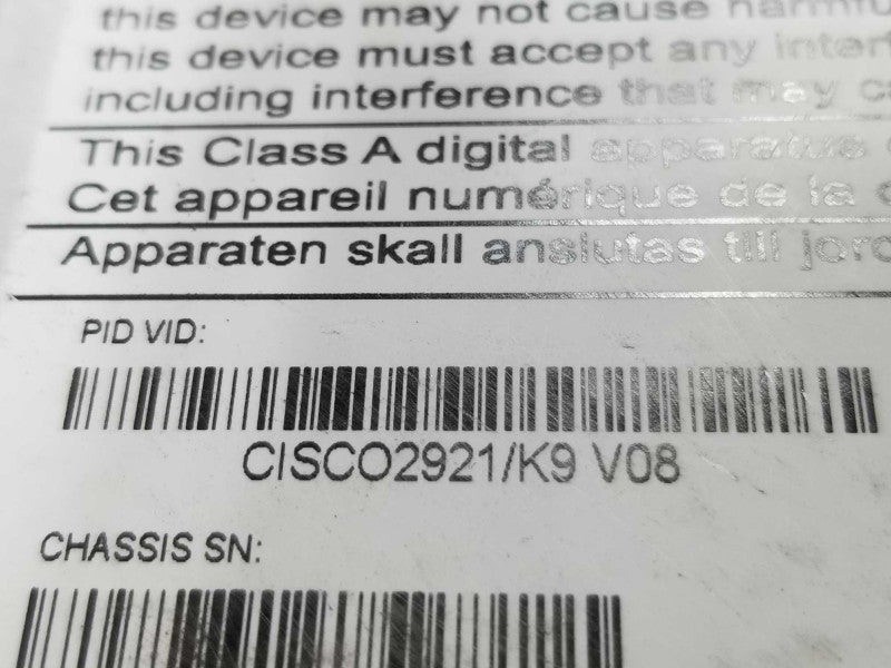 Cisco 2900 Series Integrated Services Router CISCO2921/K9 ~
