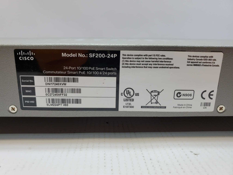 Cisco SF200-24P 24-port 10/100 PoE Switch (