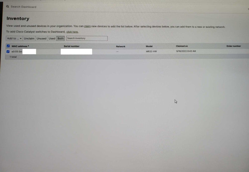 Cisco Meraki MR32 Access Point MR32-HW Unclaimed )