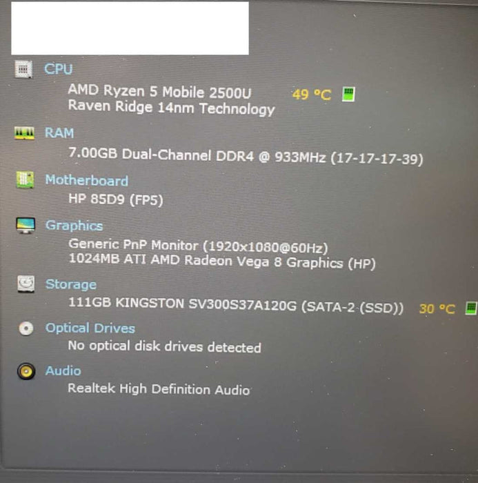 HP ProBook 445 G6 Laptop 14\\" FHD AMD Ryzen 5 2500U @2.0GHz 7GB DDR4 111GB SSD )
