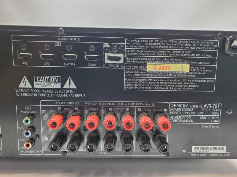 Denon AV Surround Receiver AVR-791, Tested to power on, AS-IS _