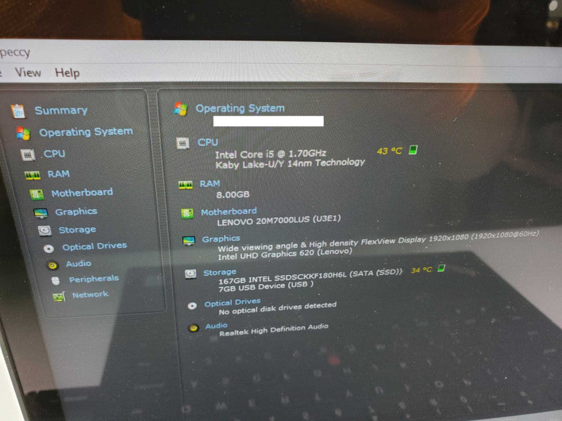 Lenovo ThinkPad L380 Yoga Core i5-8350U@1.7 GHz 8GB Ram 160GB SSD TouchScreen (