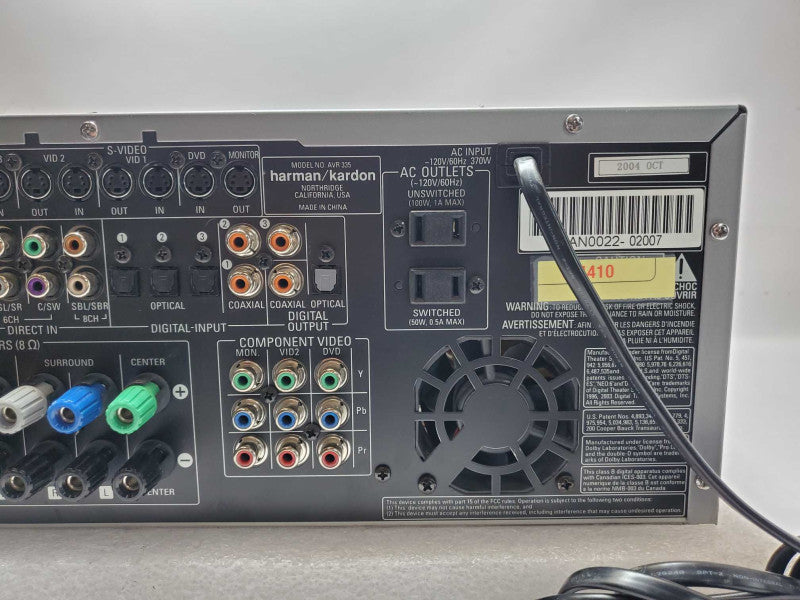 Harmon Kardon AVR 335 Audio/Video Receiver Tested to power on, AS-IS _