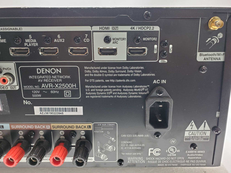 Denon AVR-X2500H AV Receiver Powers on & automatically goes to standby, AS-IS _
