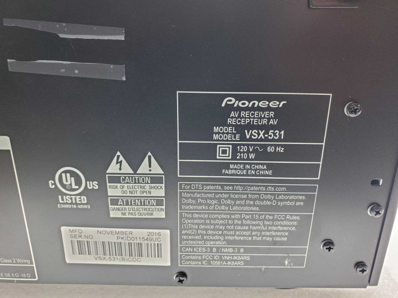 Pioneer VSX-531 5.1 AV Receiver, When Powers on only HDMI LED is flashing ASIS _
