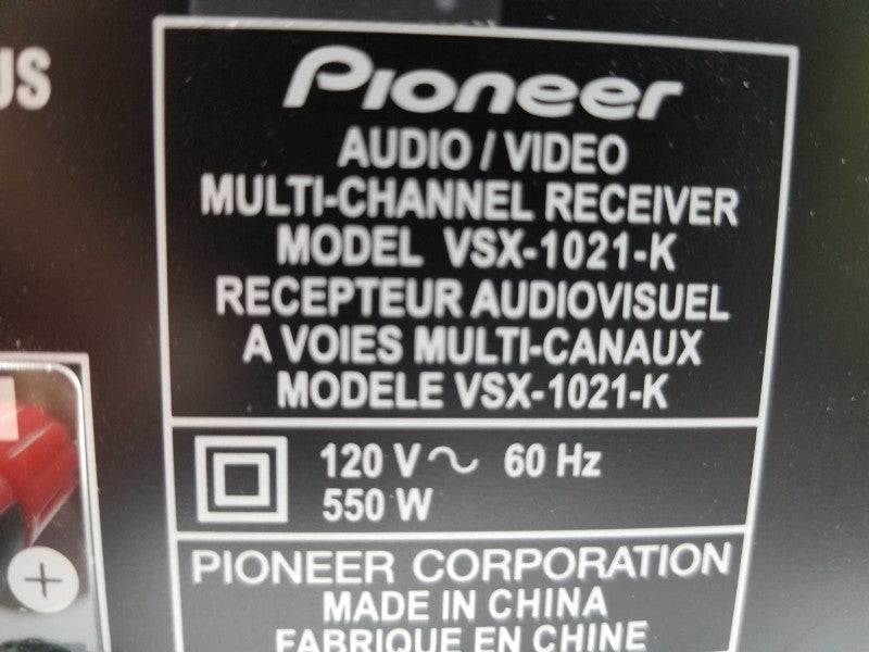 Pioneer VSX-1021-K Home Theater 7.1 Multi-Channel A/V Receiver, AS-IS ~