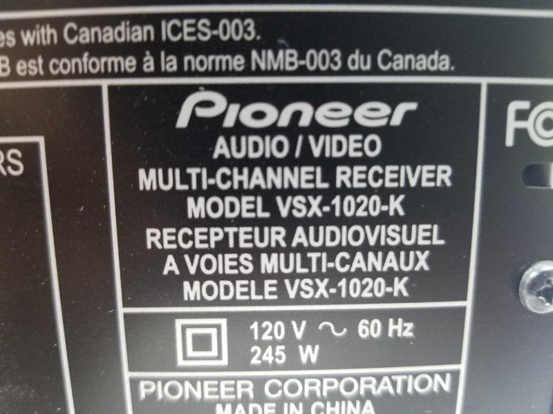Pioneer VSX-1020-K 7.1-Channel 3D Ready A/V Receiver, AS-IS ~