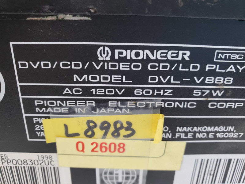 Pioneer DVL-V888 Laser Disc/CD/DVD/Karaoke Player _ AS-IS )