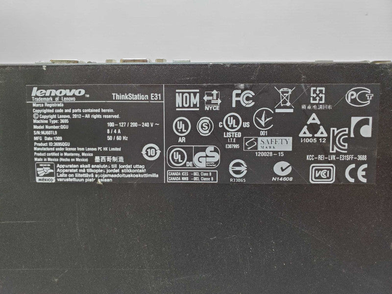 Lenovo ThinkStation E31 Xeon E3-1230 V2 @ 3.3 GHz 6GB No HDD (