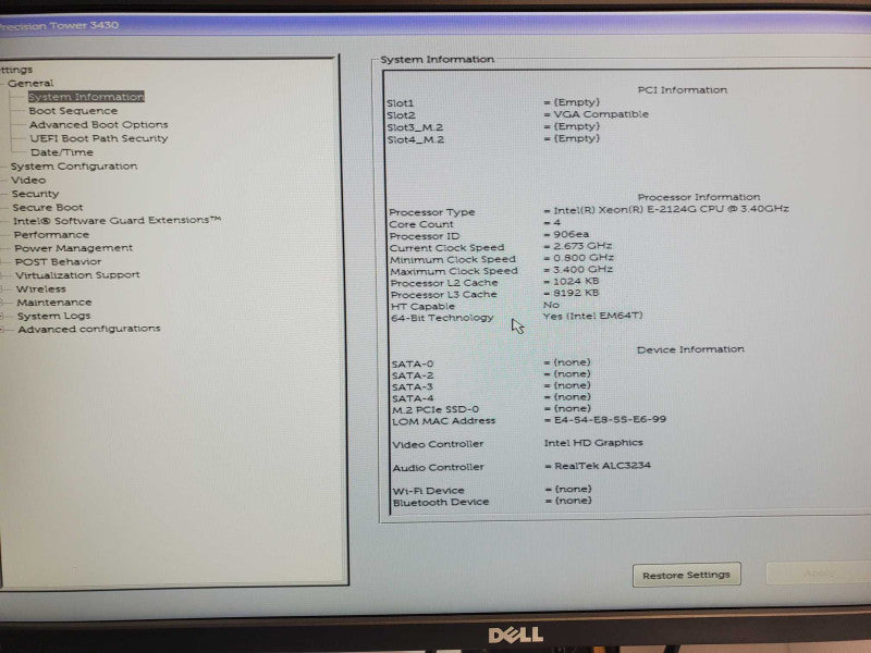 Dell Precision Tower 3430, Xeon E-2124G 3.4GHz, 16GB DDR4, Quadro P400 GPU _