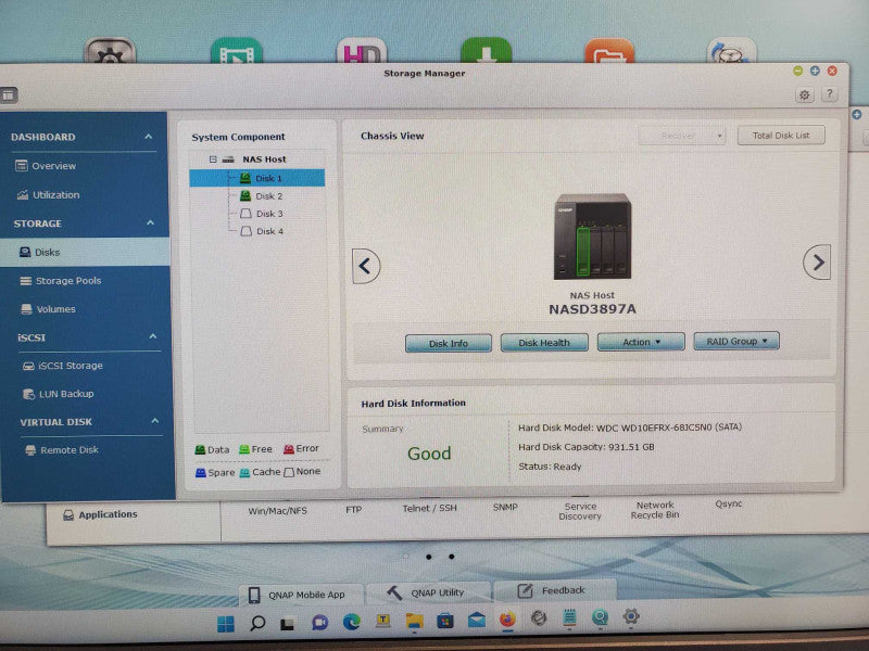 QNAS TS-469L 4-Bay Network attached storage with 2x 1TB HDDs _