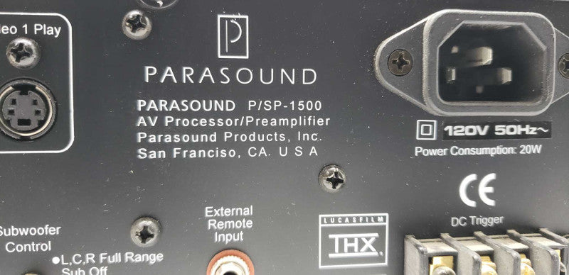 parasound P/SP-1500 AV Processor/Preamplifier #