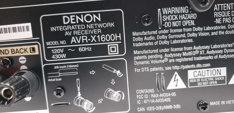 Denon Integrated Network AV Receiver AVR-X1600H / SEE NOTES #