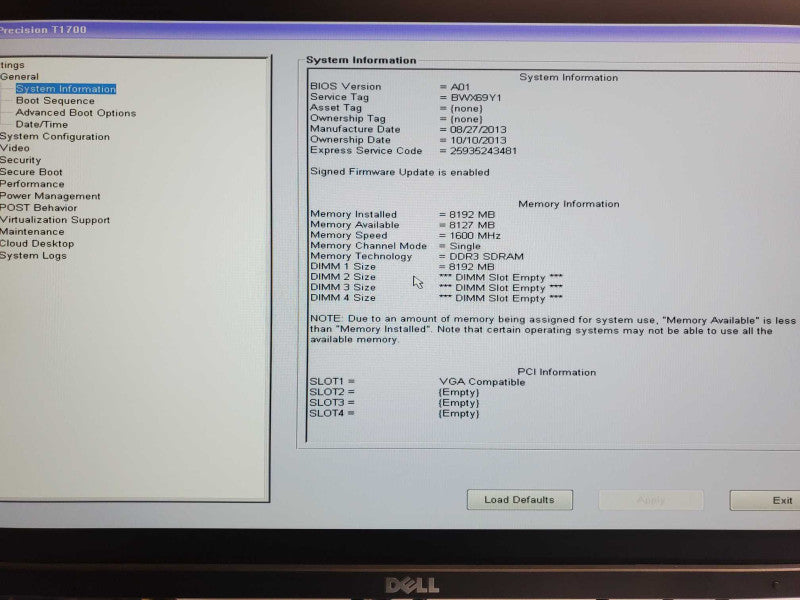 Dell Precision T1700 Xeon E3-1220v3 3.1GHz, 8GB DDR3, Quadro K600 GPU, No HDD _