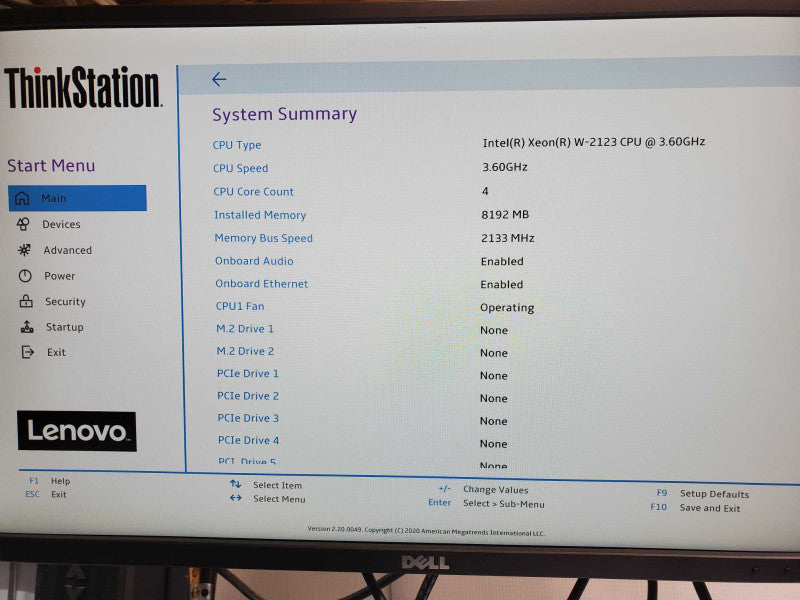 Lenovo ThinkStation P520, Xeon W-2123 3.6GHz, 8GB DDR4, 1x HDD Tray, No GPU _