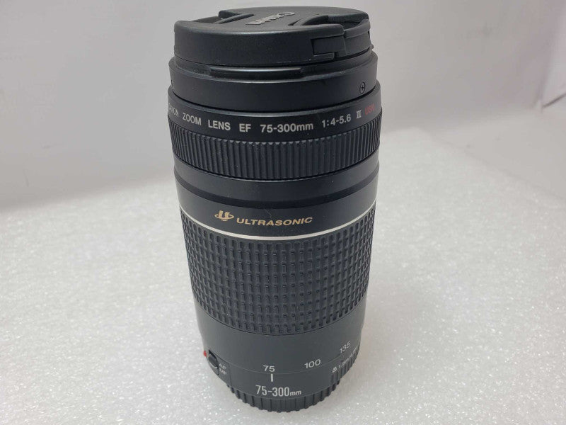 Canon Ultrasonic Zoom Lens EF 75-300mm 1:4-5.6 III USM w/Caps AS-IS _