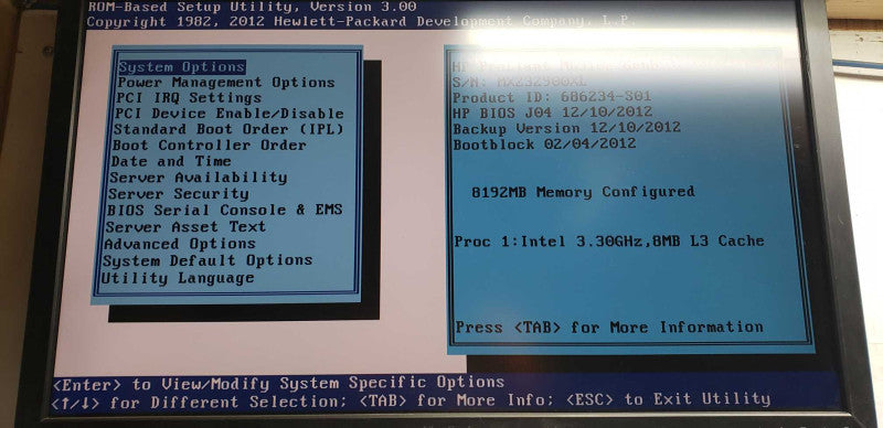 HP Proliant ML310E G8 Xeon E3-1230 V2 @ 3.30ghz / 8gb ram / B120i Ctrl #