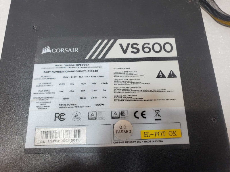 Corsair VS600 600 Watt Non-Modular Desktop power supply _