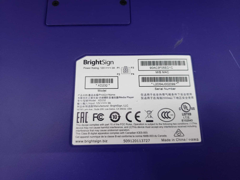 BrightSign XD232 - XD2 Network Interactive 1080/60p Digital Signage Player  [