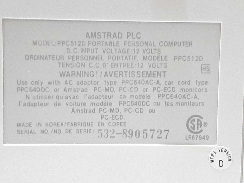 Vintage Amstrad PPC 512 Dual Disk Portable Computer With Manual  +