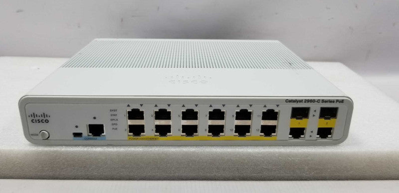 Cisco WS-C2960C-12PC-L Catalyst 2960-C Compact PoE Switch 12 Poe FACTORY RESET ~