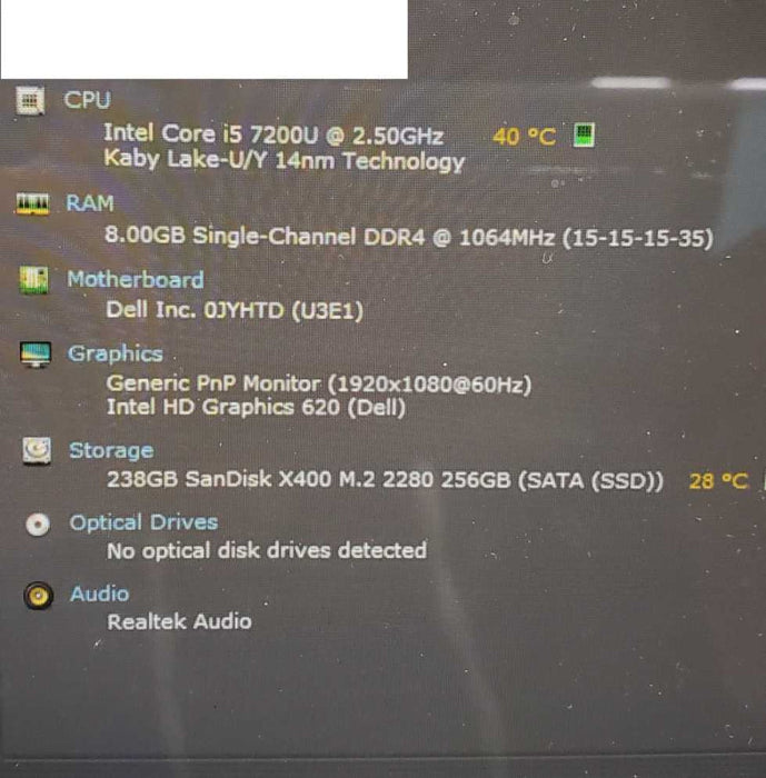 Dell Latitude 7280 Core i5-7200U @2.50GHz 8GB DDR4 256GB SSD Touch screen )
