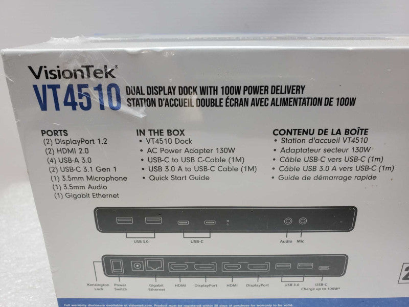 Brand New VisionTek VT4510 Dual Display Dock with 100W Power Delivery _
