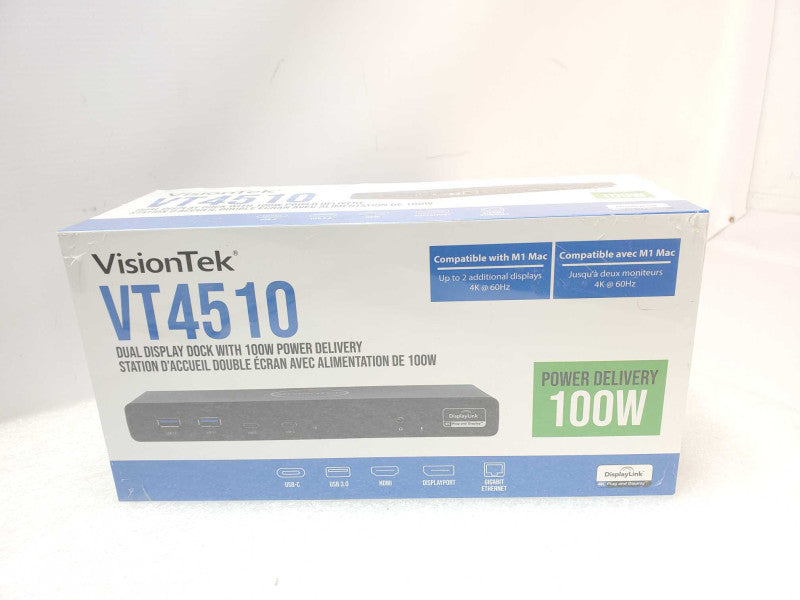 Brand New VisionTek VT4510 Dual Display Dock with 100W Power Delivery _