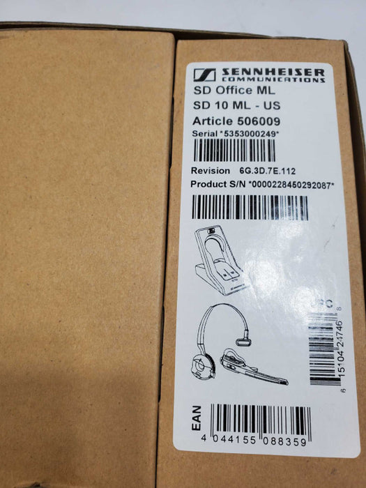 Sennheiser SD Office ML 506009 Single-Sided DECT Wireless Headset New open-box )
