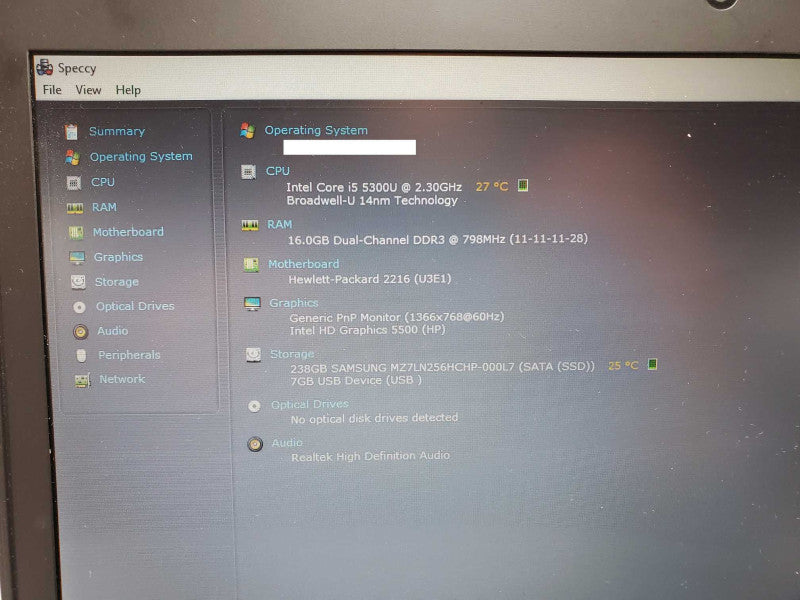 HP EliteBook 840 G2 Core i5-5300U @  2.3 GHz 16GB Ram 250GB SSD (