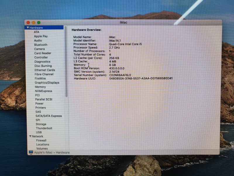Apple iMac 2013 A1419 21.5\\" Core i5-4570R 2.70GHz 8GB 1TB HDD _