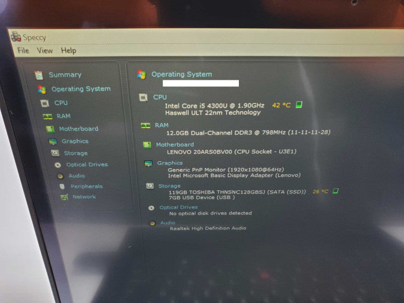 Lenovo ThinkPad T440s Core i5-4300U @ 1.9 GHz 12GB Ram 120GB SSD TouchScreen (