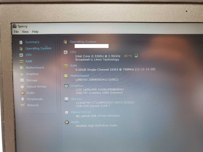 Lenovo ThinkPad T450s Core i5-5300U @ 2.3 GHz 8GB Ram 120GB SSD (