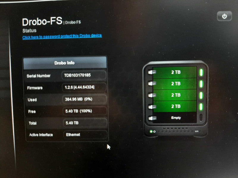 Drobo DRDR3-A Storage Array 4x 2TB HDDs, FACTORY RESET ~