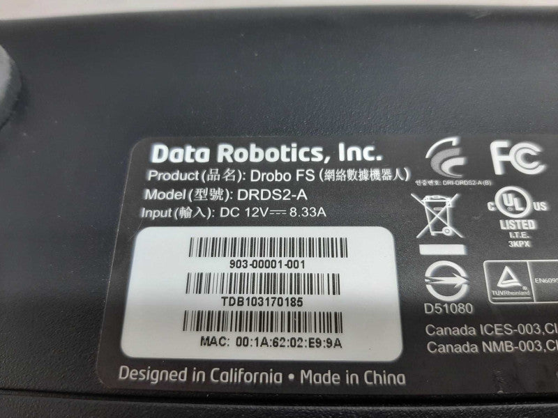 Drobo DRDR3-A Storage Array 4x 2TB HDDs, FACTORY RESET ~