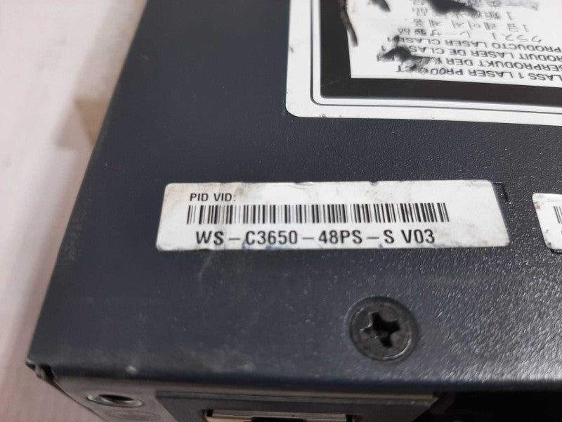 Cisco Catalyst WS-C3650-48PS-S 48 Port PoE 4x1G LAN Base Switch, FCTY RESET ~