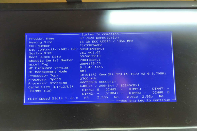 HP Z420 Workstation Xeon E5-1620 V2 @ 3.70ghz / 16gb ram / Firepro V3900  #