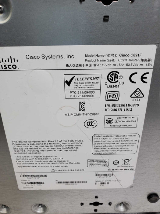 CISCO 891F C891F-K9 Ethernet Integrated Services Router _ Factory Rest )