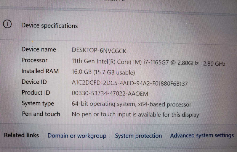 HP ZBook Firefly G8 Core i7-1165G7 @ 2.8 GHz 16GB DDR4 250GB SSD (