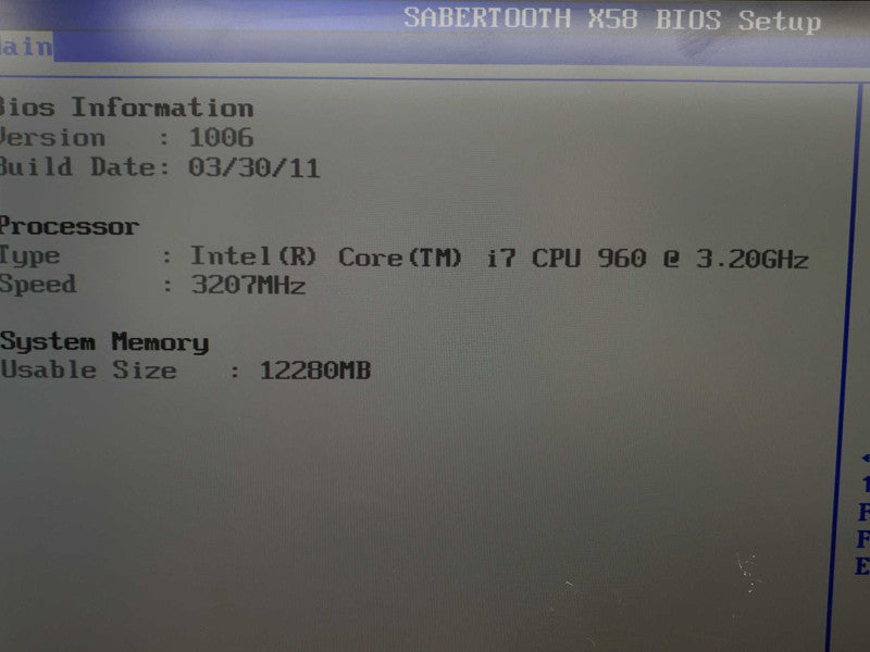 Sabertooth X58 Motherboard with i7-960 3.2GHz 12GB DDR3 |